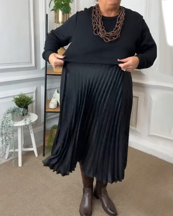 Robe élégante en patchwork avec encolure ronde