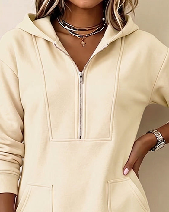 Robe Capuche Fermeture Éclair Poche