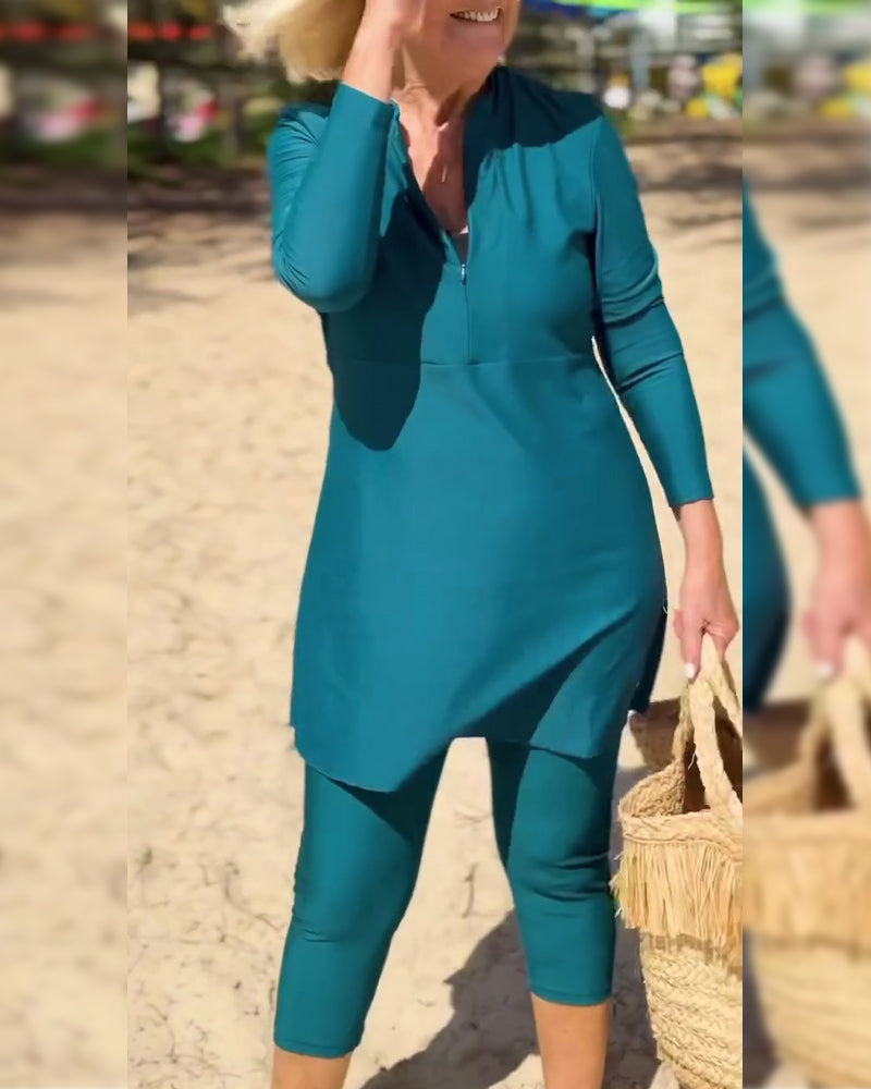 Tankini Une Manches Longues Protection Solaire