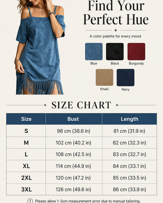 Robe Bretelle Spaghetti Frange Unie Off-Shoulder