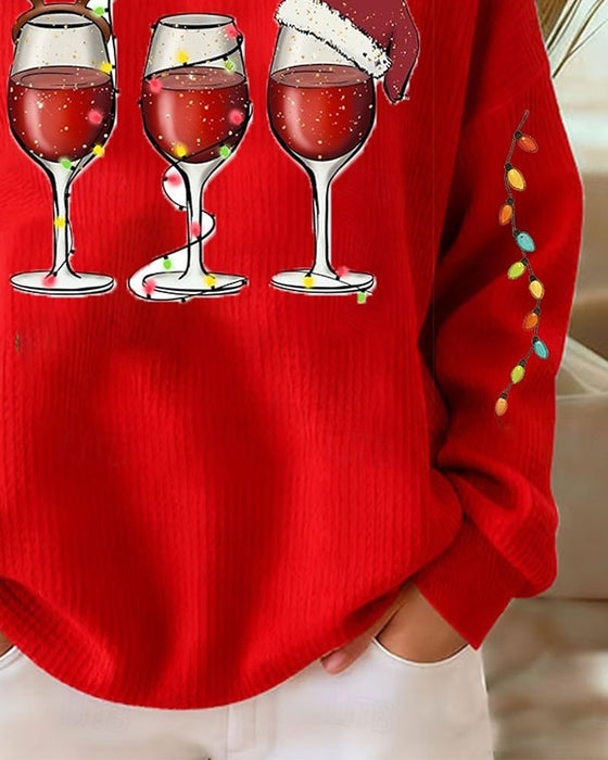 Sweatshirt Revers Fermeture Éclair Style Noël