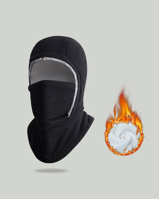 Hiver 2 En 1 Bonnet Et Masque Facial Coupe-Vent Doublure Polaire Épaisse Pour Sports De Plein Air Noir