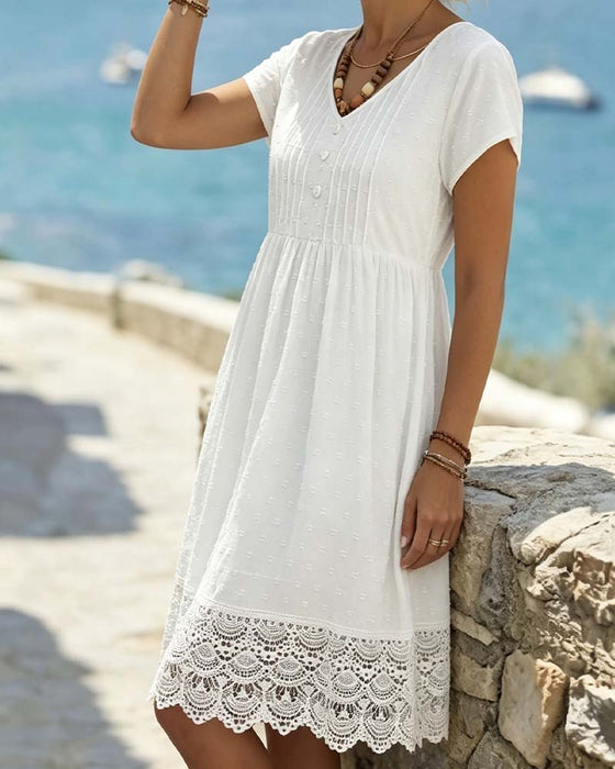 Robe Jacquard Dentelle Midi