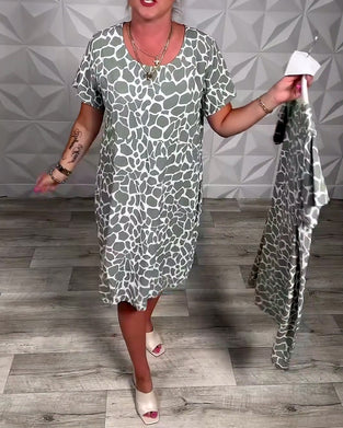 Robe décontractée imprimée col rond
