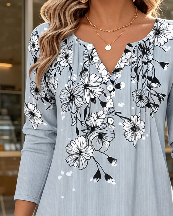 Blouse Mini Col V Imprimé Floral