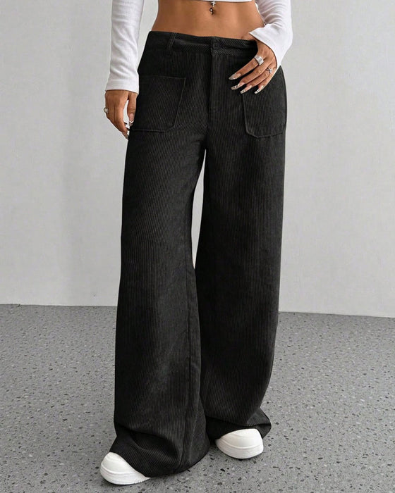 Pantalon Devant Dos Poche Unie Jambe Droite Long