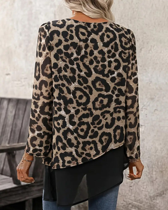 Blouse À Patchwork Imprimé Léopard