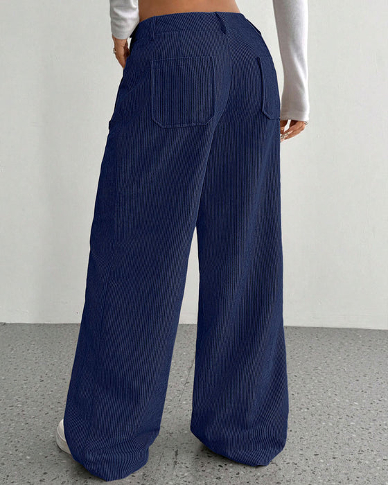Pantalon Devant Dos Poche Unie Jambe Droite Long