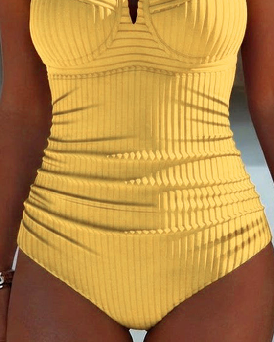 Une Pièce Bretelles Spaghetti Carré Encolure