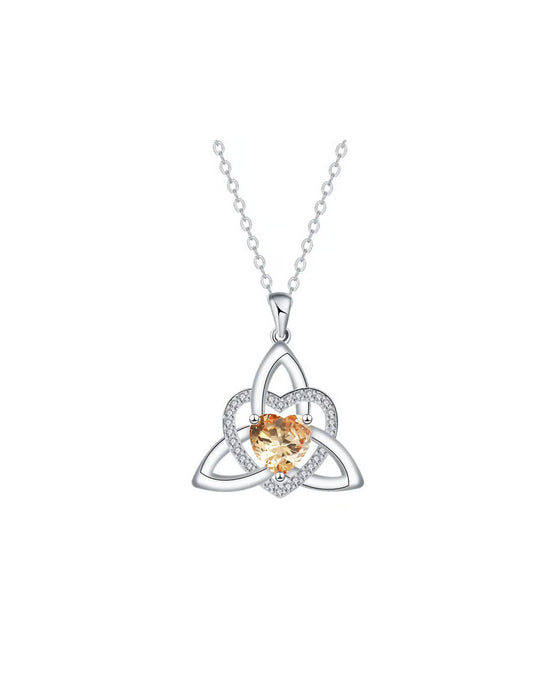 Collier Cœur Nœud Trinitaire Celtique Pierre De Naissance ✨ Pendentif Cœur Nœud Trinitaire Celtique Pierre De Naissance