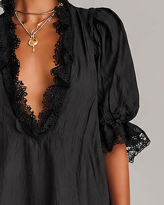 Robe Dentelle Patchwork Asymétrique