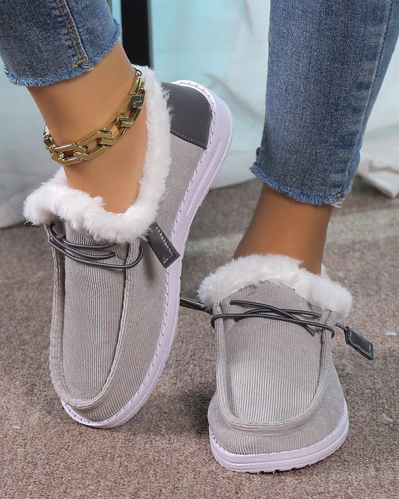 Chaussures en coton chaud épaissi de couleur unie