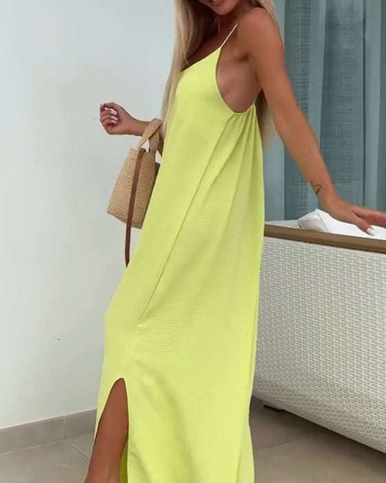 Robe Col Rond Unie Bretelles