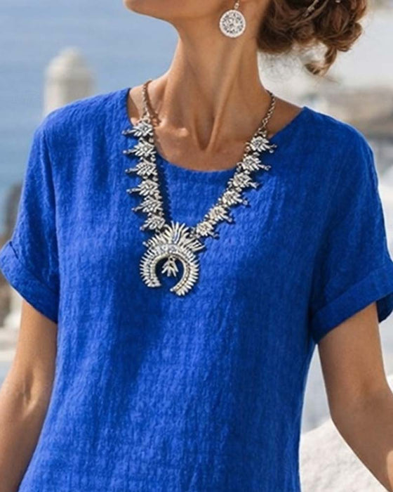 Robe Manches Courtes Fendue Droite