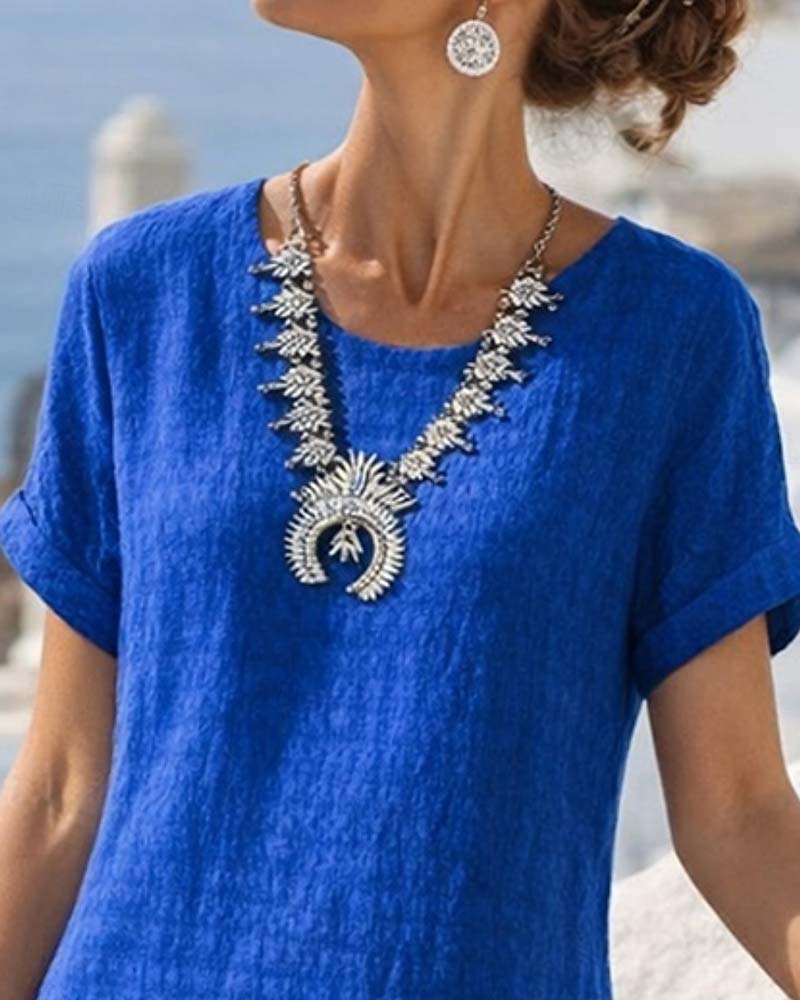Robe Manches Courtes Fendue Droite