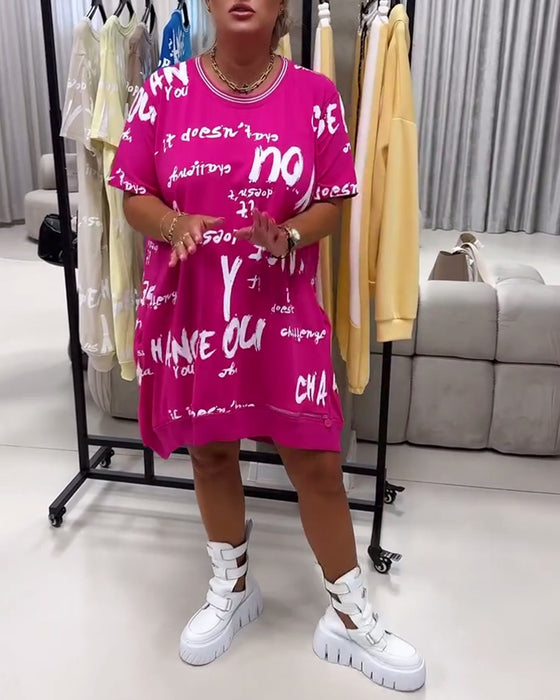 Robe Lâche Lettre Imprimé