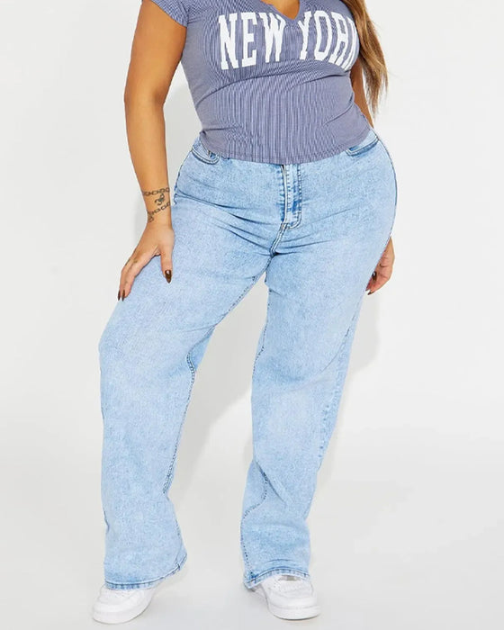 Jean Taille Haute Avec Effet Liftant Et Évasé Léger