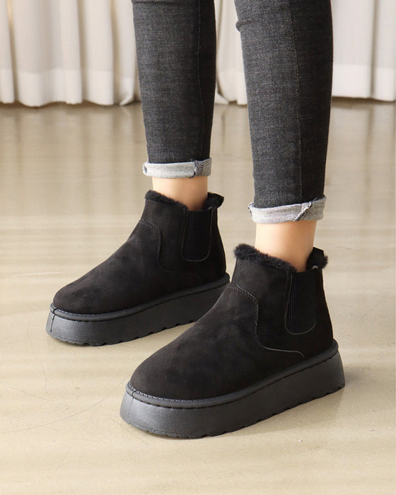 Bottes de neige à semelles épaisses de couleur unie