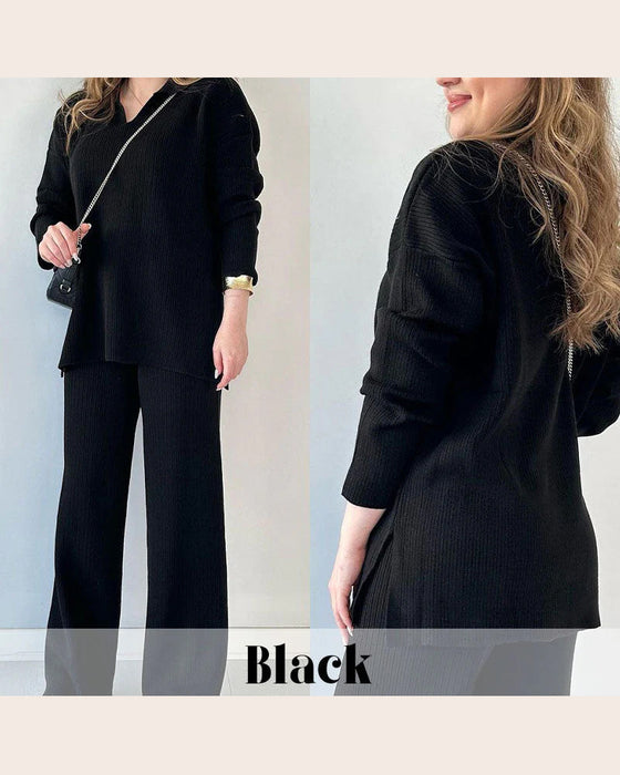 Ensemble De Deux Pièces Avec Caractéristiques Couleur Uni Et Tricot