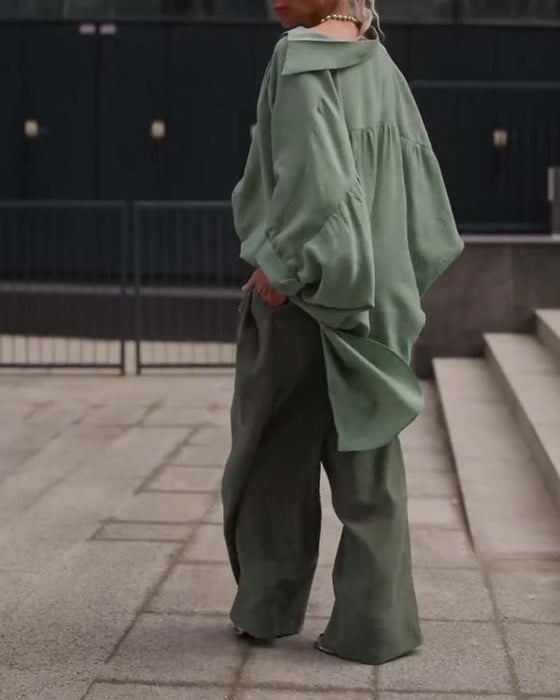 Chemise Décontractée Uni Manches Longues