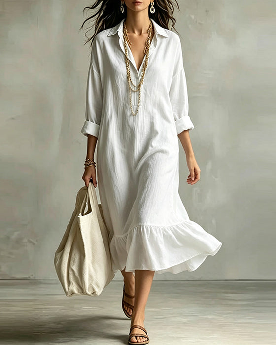 Robe Col Chemise Uni