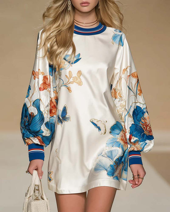 Robe À Manches Ballon Imprimé À Blocs De Couleurs