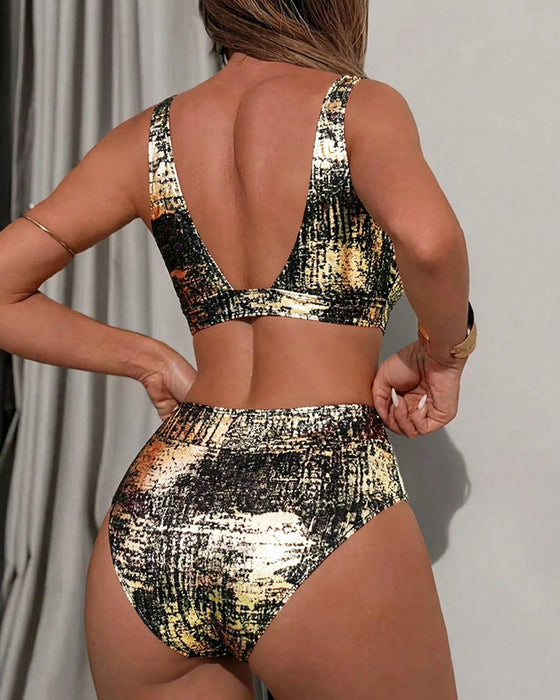 Bikini Or Brillant Taille Haute