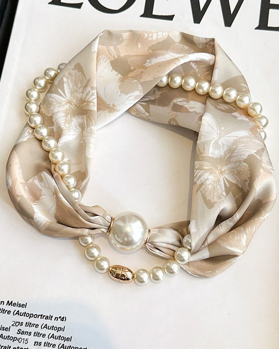 Collier Long Orné De Perles Soie