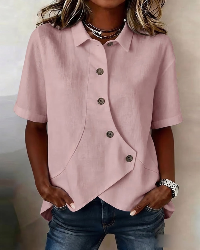 Chemise Patte Coton-lin Asymétrique Boutonnage