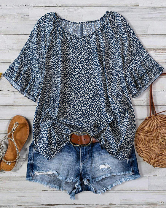 Blouse Volant Col Rond Style Champêtre