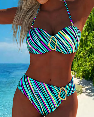 Bikini Multicolore Rayure Inclinée