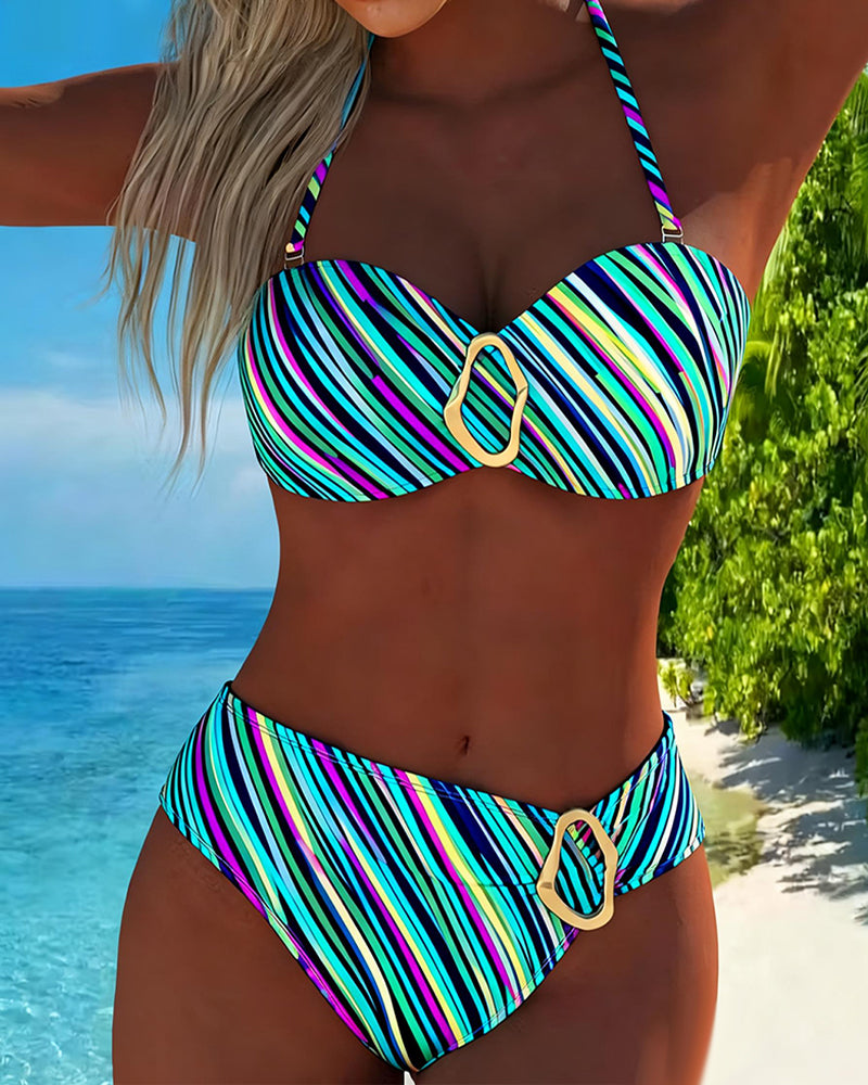 Bikini Multicolore Rayure Inclinée