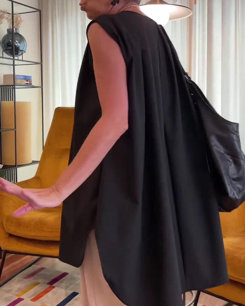 Débardeur Plissé Sans Manches Large