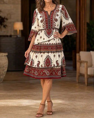 Robe Imprimée Col Rond Manche Courte