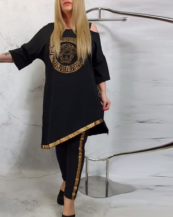 Costume deux pièces décontracté à imprimé irrégulier