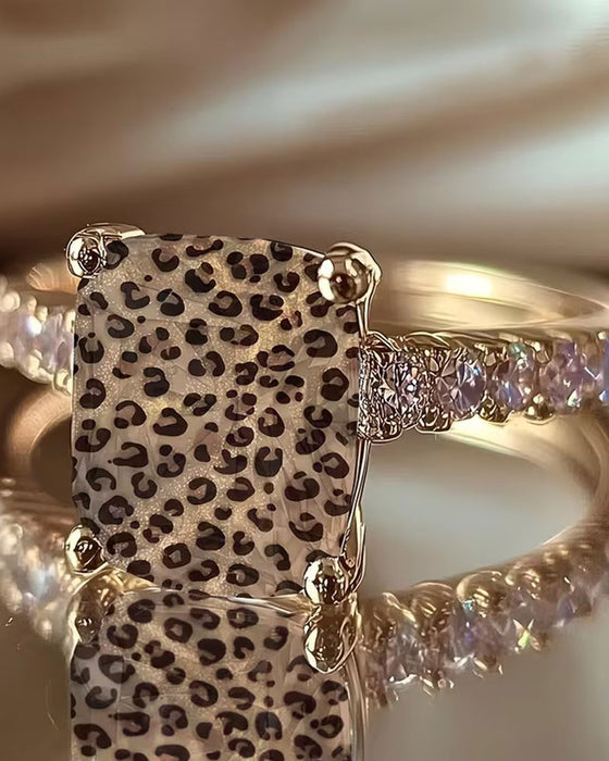 Bague Imprimé Léopard Carré Statement