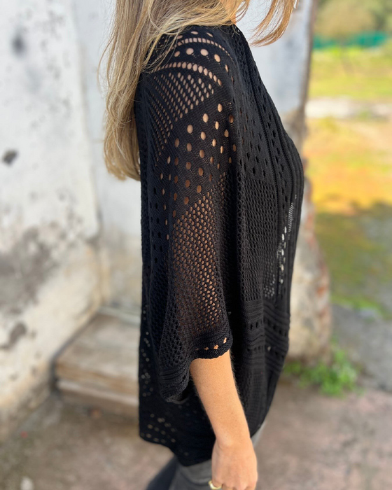 Manteau élégant avec design en tricot ajouré