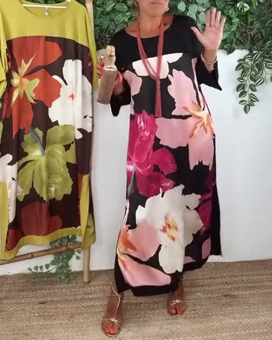 Robe décontractée ample col rond imprimée