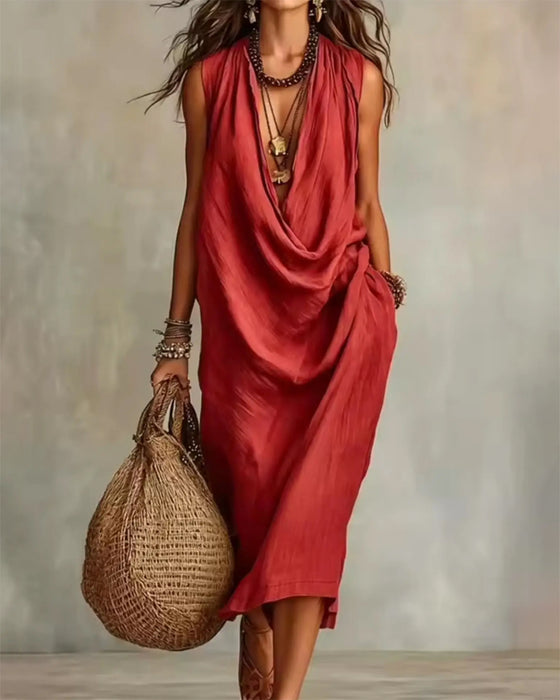 Robe Sans Manches Col V Mode