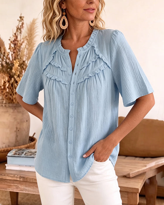 Blouse Manches Mi-Longues Uni