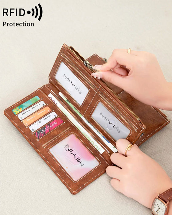 Portefeuille Long À Fermeture Éclair Pour Femme Tendance Exquis Cadeau