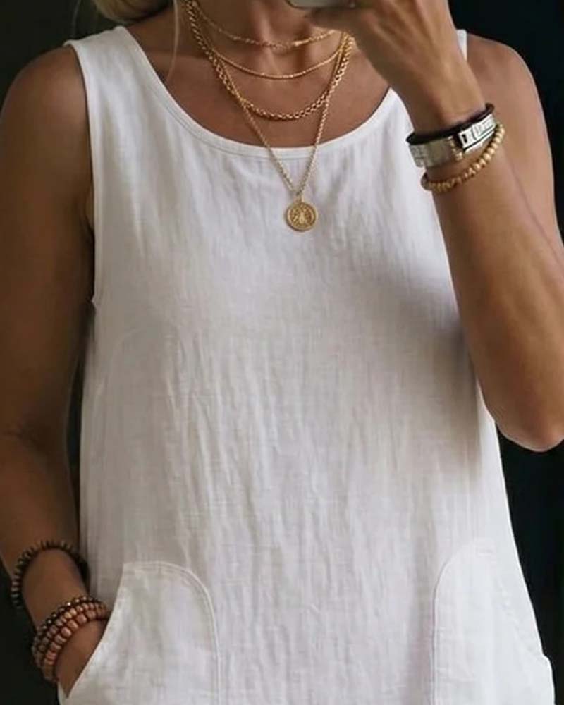 Robe Sans Manches Coupe Loose Unie
