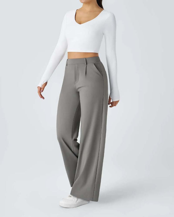 Pantalon Droit En Couleur Unie Avec Tombant Pour Costume