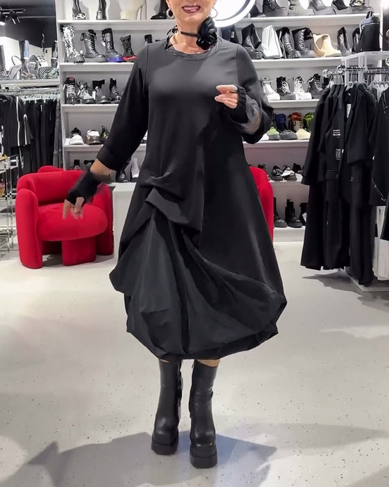 Robe couleur unie patchwork tendance