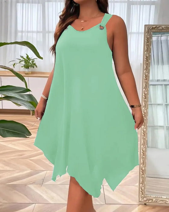 Robe Ourlet Asymétrique Sans Manches Mi-Longue