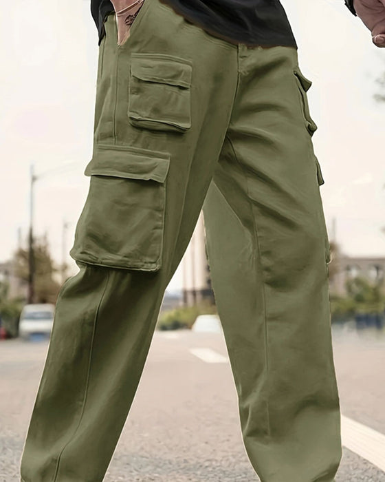 Pantalon Homme Multi-Poche Jambe Droite Cargo
