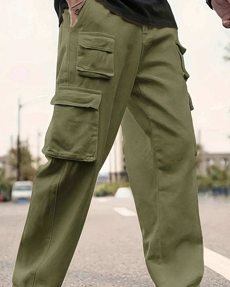 Pantalon Homme Multi-Poche Jambe Droite Cargo
