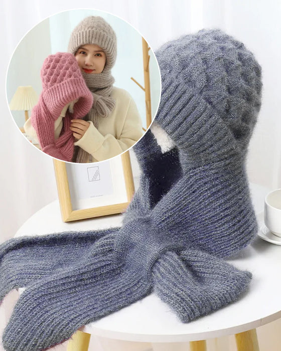 Hiver Polyvalent Tricoté À Capuche Écharpe Pour Femmes