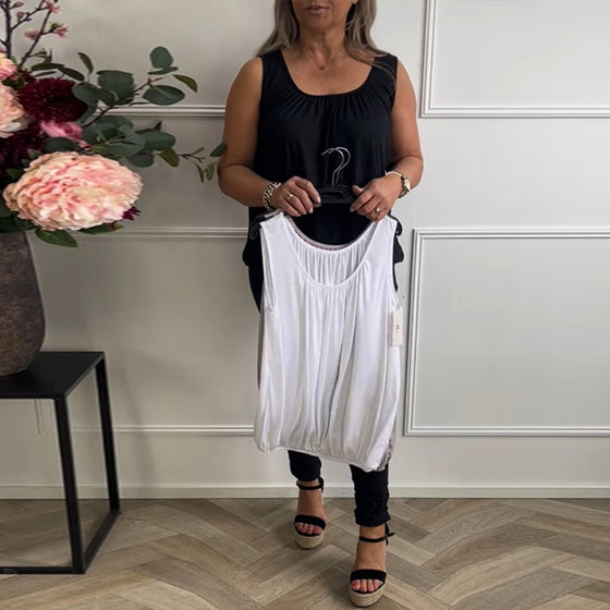 Débardeur Sans Manches Uni Plissé