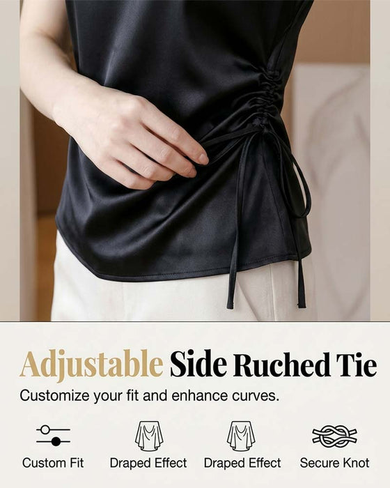 Tank Top Col V Cordon Satin